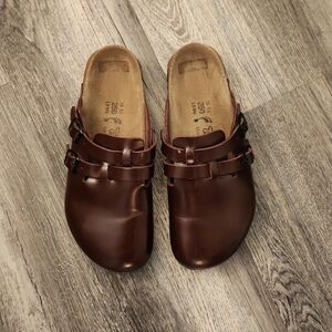 Birkenstock Tatami Double Buckle Clog Mahogany Brown Ladies Size 8